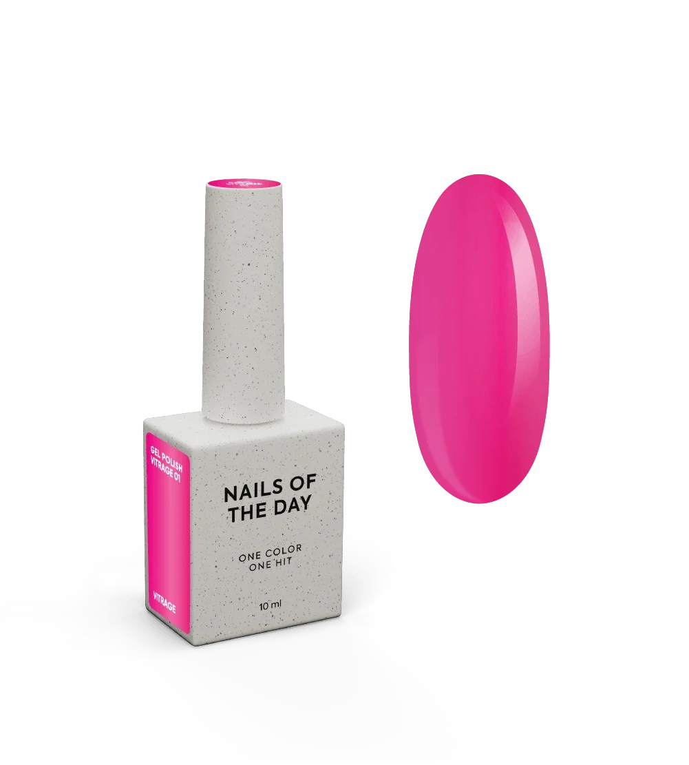 NAILSOFTHEDAY Gel Polish Vitrage 01 — jarko ružičasti, malinov vitražni gel lak, 10 ml