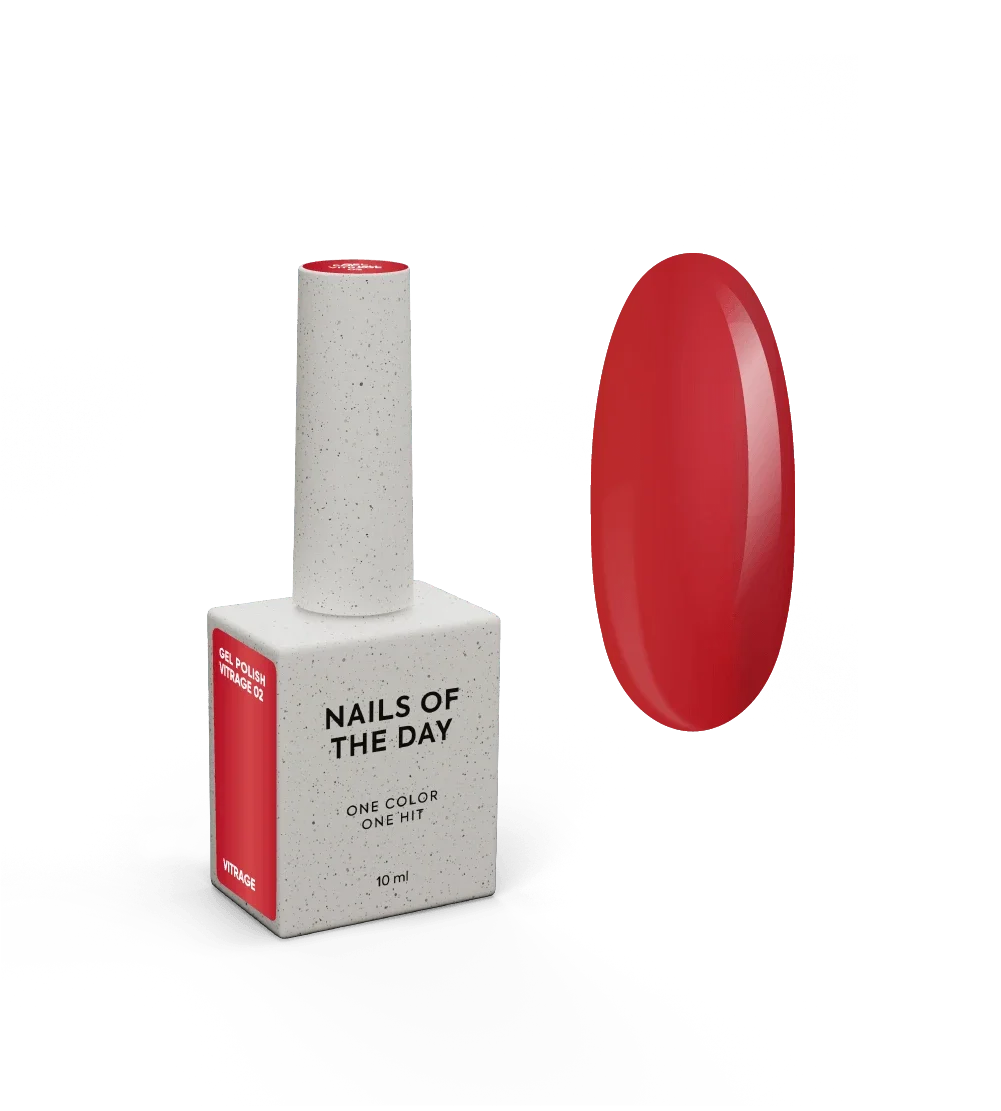 NAILSOFTHEDAY Gel Polish Vitrage 02 — intenzivno crveni vitražni gel lak, 10 ml